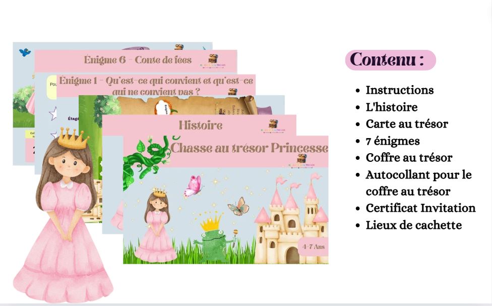 Chasse au trésor Princesse à imprimer 4-7 Ans-Kit Chasse au Trésor