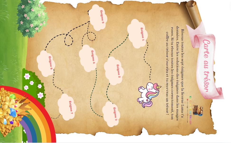 Idée Chasse Au Trésor 7 Ans Gratuite à Imprimer Chasse au trésor Licorne à imprimer 4-7 ans-Kit Chasse au Trésor