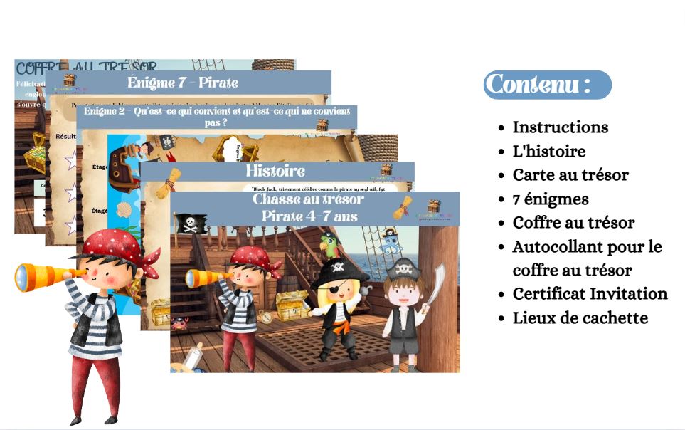 Chasse Au Trésor Pirate Gratuite à Imprimer Pdf Chasse au trésor Pirate à imprimer 4-7 ans-Kit Chasse au Trésor